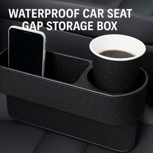 Waterproof Car Seat Gap Storage Box with Cup Holder and Phone Slot