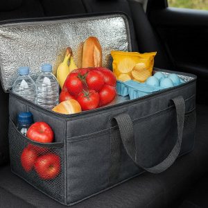 Insulated Car Cooler Organizer Bag for Groceries and Picnic Supplies