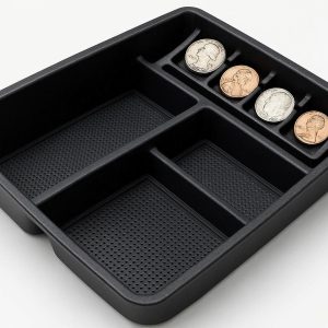 Multi Compartment Center Console Organizer Tray with Coin Holder