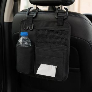 Over the Car Seat Organizer with Multiple Hooks and Compartments
